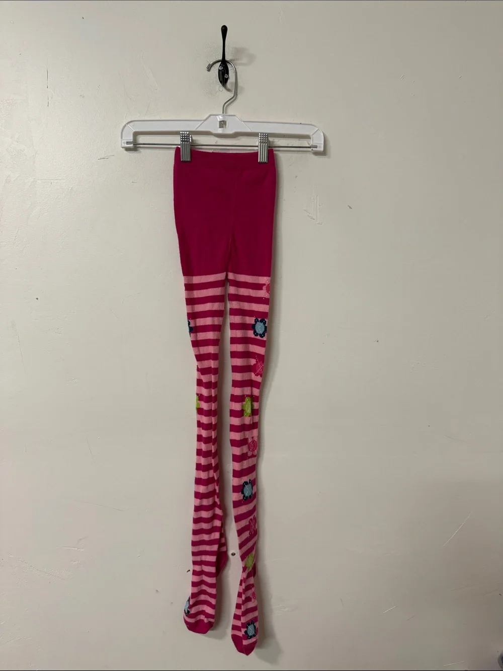 Gymboree Hot Pink Striped Floral Tights